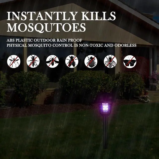 Alt view image 5 of 7 - Outdoor Bug Zapper for Lawn, Solar Mosquito Repellent Mosquito Zapper Killer Waterproof Lamp Repellent for Outdoor Patio Garden Lawn Pathway (2 Packs)