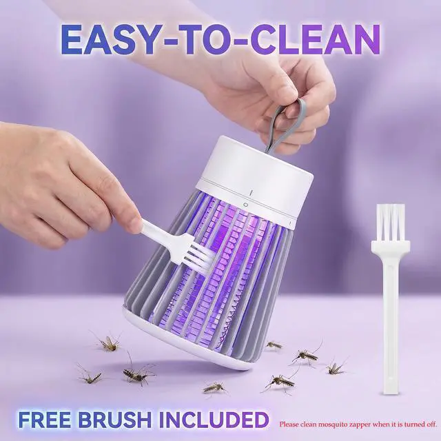 Alt view image 5 of 7 - Rechargeable Hanging Mosquito Killer Lamp - Portable UV Insect Trap for Indoor/Outdoor, USB-Powered with Grid for Camping, Bedroom, Patio