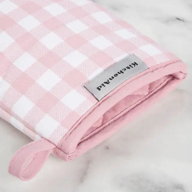 Alt view image 3 of 5 - Gingham Mini Oven Mitt 2-Pack Set, Dried Rose, 5.5"x8"