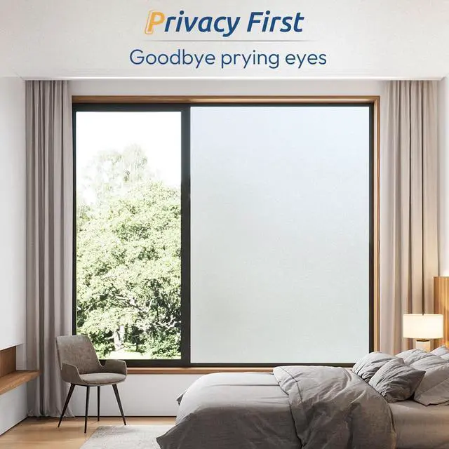 Alt view image 2 of 7 - Frosted Glass Window Privacy Film, Static Cling, 17.5" x 78.7" | Heat Control UV Blocking Sticker, Non Adhesive Removable Tint, No Glue Anti-Glare Renter Friendly Coverings for Home Bathroom