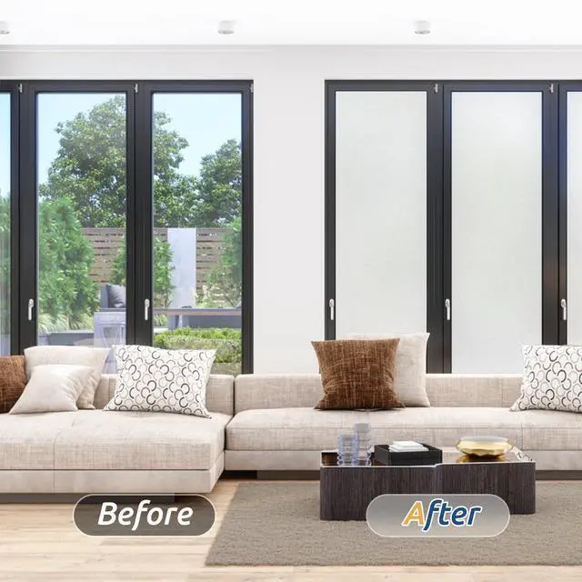 Alt view image 6 of 7 - Frosted Glass Window Privacy Film, Static Cling, 17.5" x 78.7" | Heat Control UV Blocking Sticker, Non Adhesive Removable Tint, No Glue Anti-Glare Renter Friendly Coverings for Home Bathroom