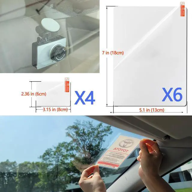 Alt view image 2 of 7 - Windshield Sticker Applicator Electrostatic Film for Easy Application, Removal and Re-Application from Car to Car-6 Pack 5"x7",4 Pack2.4" x 3.1" Sheets