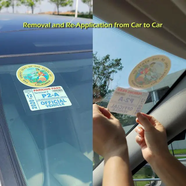 Alt view image 3 of 7 - Windshield Sticker Applicator Electrostatic Film for Easy Application, Removal and Re-Application from Car to Car-6 Pack 5"x7",4 Pack2.4" x 3.1" Sheets