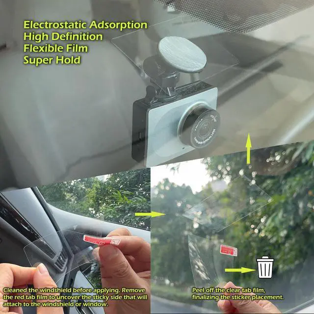 Alt view image 4 of 7 - Windshield Sticker Applicator Electrostatic Film for Easy Application, Removal and Re-Application from Car to Car-6 Pack 5"x7",4 Pack2.4" x 3.1" Sheets