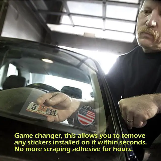 Alt view image 5 of 7 - Windshield Sticker Applicator Electrostatic Film for Easy Application, Removal and Re-Application from Car to Car-6 Pack 5"x7",4 Pack2.4" x 3.1" Sheets
