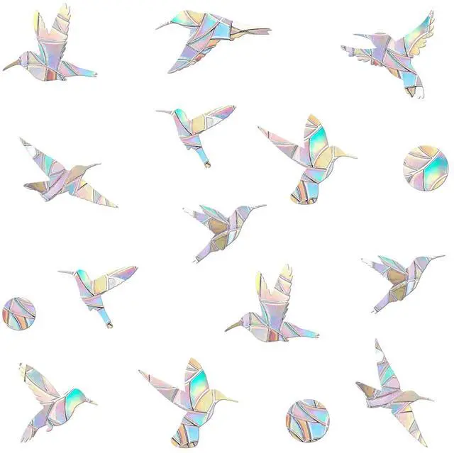 Main image of 48 Pieces Static Window Clings Decals for Bird Strikes, Hummingbird-Circle | Anti Collision,Glass Door Window Stickers, Stop Birds Flying into Windows