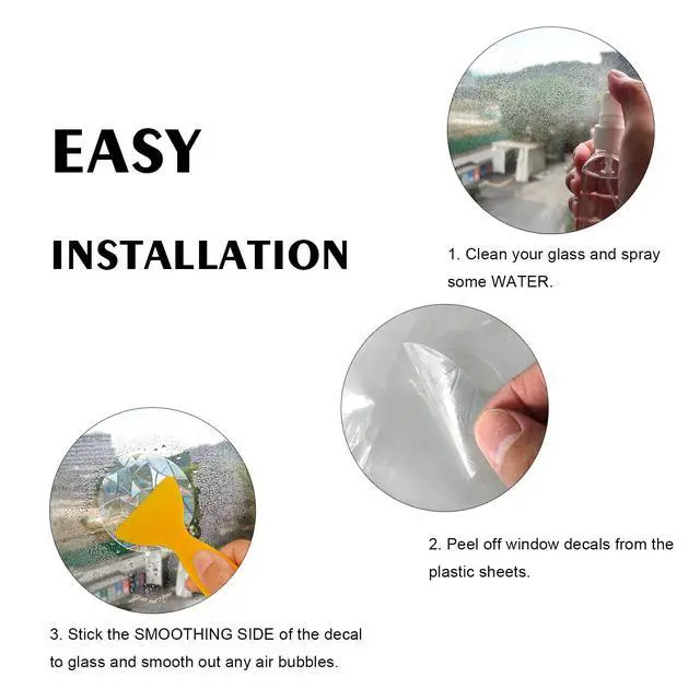 Alt view image 7 of 7 - 60 Pieces Static Window Clings Decals for Bird Strikes, Star Style | Anti Collision,Glass Door Window Stickers, Stop Birds Flying into Windows