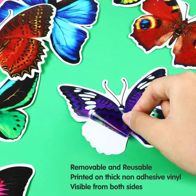 Alt view image 2 of 7 - 40 Pcs Butterfly Window Stickers Clings Bird Strike Alert Decals | 40 Butterfly Glass Decals, Bird Collision Prevention, Doors & Sliding Glass, Static Cling No Glue