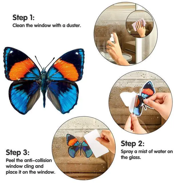 Alt view image 4 of 7 - 40 Pcs Butterfly Window Stickers Clings Bird Strike Alert Decals | 40 Butterfly Glass Decals, Bird Collision Prevention, Doors & Sliding Glass, Static Cling No Glue