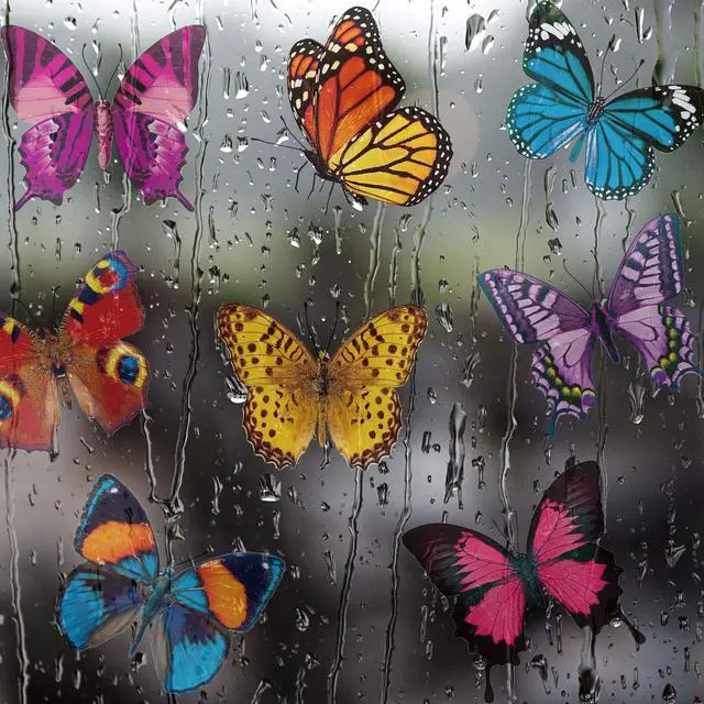 Alt view image 5 of 7 - 40 Pcs Butterfly Window Stickers Clings Bird Strike Alert Decals | 40 Butterfly Glass Decals, Bird Collision Prevention, Doors & Sliding Glass, Static Cling No Glue