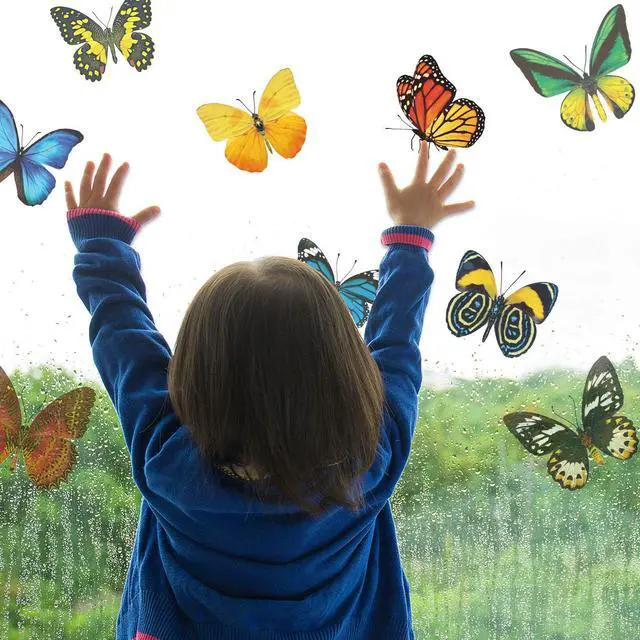 Alt view image 6 of 7 - 40 Pcs Butterfly Window Stickers Clings Bird Strike Alert Decals | 40 Butterfly Glass Decals, Bird Collision Prevention, Doors & Sliding Glass, Static Cling No Glue