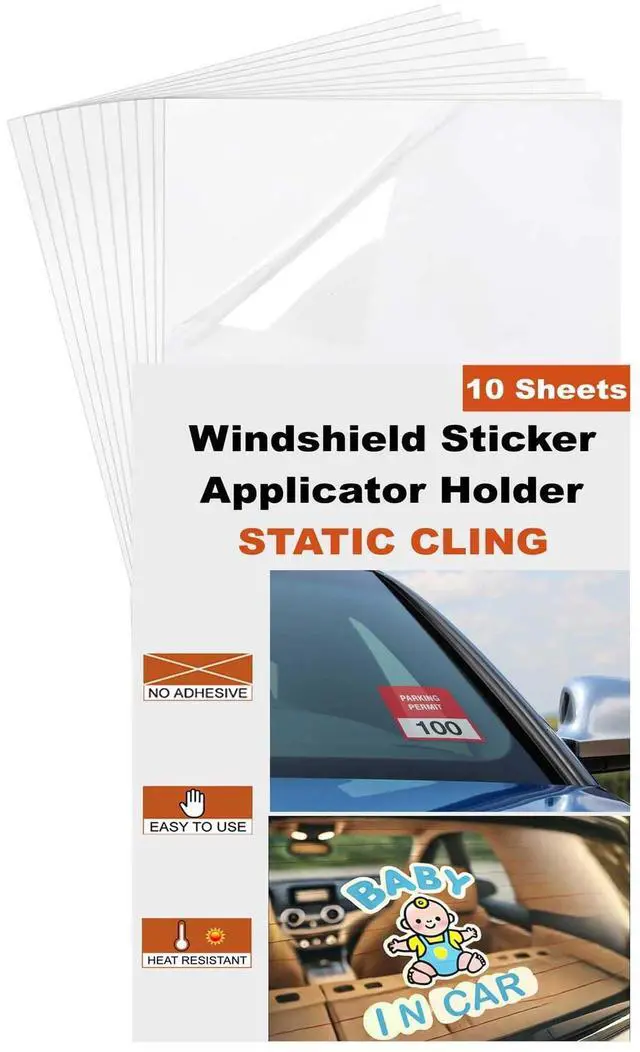 Main image of Windshield Sticker Applicator Holder Static Cling, 10 Pack 4 x 6 in | Heat-Resistant, Clear PET, Electrostatic Film for Vehicle Stickers Application, Removal, Re-Application Car Decals