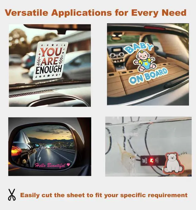 Alt view image 5 of 7 - Windshield Sticker Applicator Holder Static Cling, 10 Pack 4 x 6 in | Heat-Resistant, Clear PET, Electrostatic Film for Vehicle Stickers Application, Removal, Re-Application Car Decals