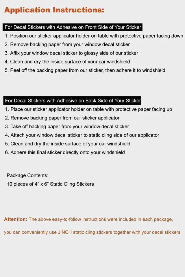 Alt view image 7 of 7 - Windshield Sticker Applicator Holder Static Cling, 10 Pack 4 x 6 in | Heat-Resistant, Clear PET, Electrostatic Film for Vehicle Stickers Application, Removal, Re-Application Car Decals