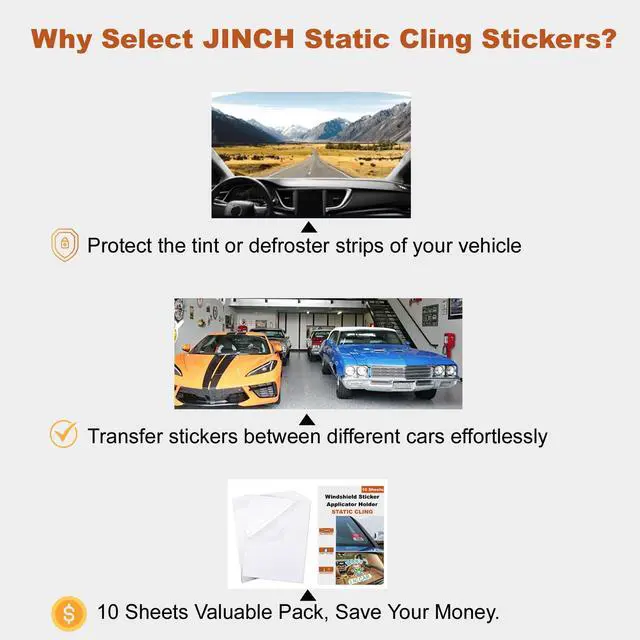 Alt view image 6 of 7 - Windshield Sticker Applicator Holder Static Cling, 10 Pack 4 x 6 in | Heat-Resistant, Clear PET, Electrostatic Film for Vehicle Stickers Application, Removal, Re-Application Car Decals