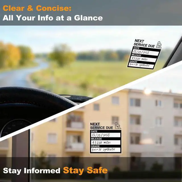 Alt view image 2 of 7 - Static Cling Oil Change Stickers for Windshield, 120 Pcs 2x2 Inches No Glue No Residue Clear Next Service Due Reminder Labels for Car Window, Upgraded Transparent Removable Auto Maintenance Sticker