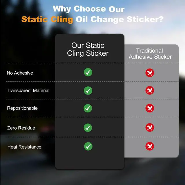 Alt view image 3 of 7 - Static Cling Oil Change Stickers for Windshield, 120 Pcs 2x2 Inches No Glue No Residue Clear Next Service Due Reminder Labels for Car Window, Upgraded Transparent Removable Auto Maintenance Sticker