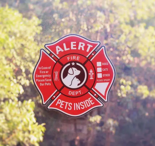 Alt view image 3 of 7 - Pet Alert Stickers Static Cling Window Decals Emergency Pets Rescue Sign (6 Pack) with Bonus: Pet Home Alone Wallet Card & Key Tag - NO Adhesive, Removable, UV Resistant
