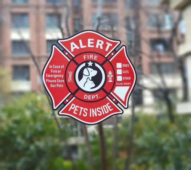 Alt view image 4 of 7 - Pet Alert Stickers Static Cling Window Decals Emergency Pets Rescue Sign (6 Pack) with Bonus: Pet Home Alone Wallet Card & Key Tag - NO Adhesive, Removable, UV Resistant