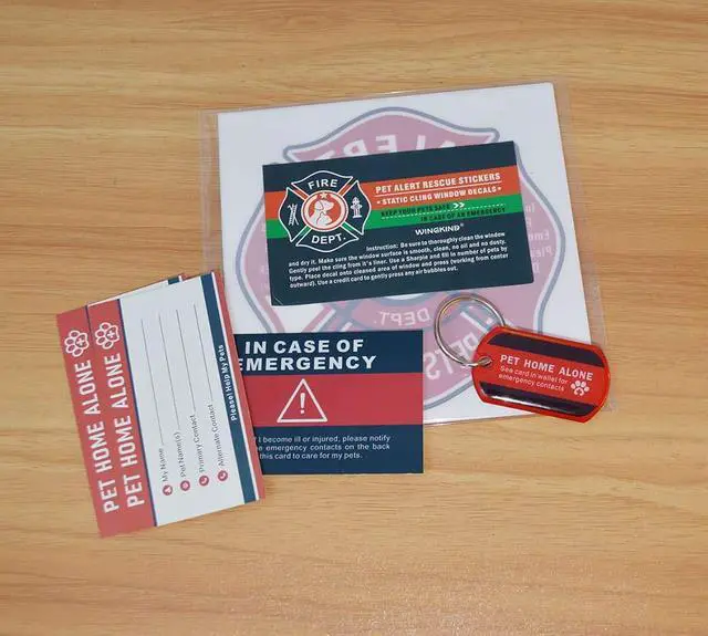 Alt view image 5 of 7 - Pet Alert Stickers Static Cling Window Decals Emergency Pets Rescue Sign (6 Pack) with Bonus: Pet Home Alone Wallet Card & Key Tag - NO Adhesive, Removable, UV Resistant