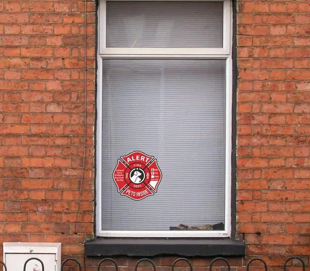 Alt view image 6 of 7 - Pet Alert Stickers Static Cling Window Decals Emergency Pets Rescue Sign (6 Pack) with Bonus: Pet Home Alone Wallet Card & Key Tag - NO Adhesive, Removable, UV Resistant