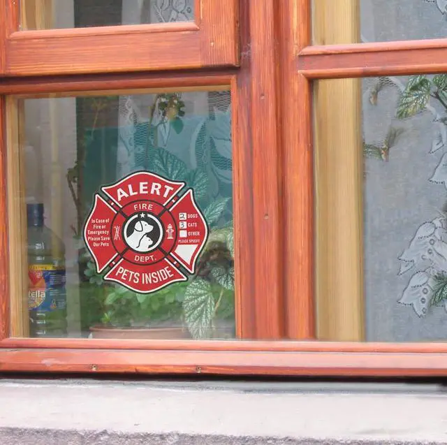 Alt view image 7 of 7 - Pet Alert Stickers Static Cling Window Decals Emergency Pets Rescue Sign (6 Pack) with Bonus: Pet Home Alone Wallet Card & Key Tag - NO Adhesive, Removable, UV Resistant