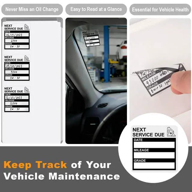 Alt view image 6 of 7 - Static Cling Oil Change Stickers for Windshield, 120 Pcs 2x2 Inches No Glue No Residue Clear Next Service Due Reminder Labels for Car Window, Upgraded Transparent Removable Auto Maintenance Sticker