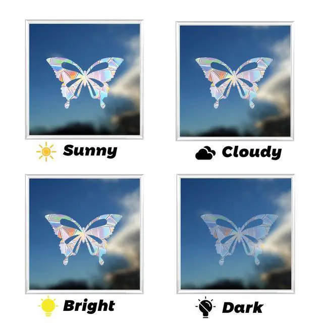 Alt view image 4 of 7 - 60 Pcs Window Decals to Prevent Bird Strikes - Anti-Collision Window Stickers for Birds, Rainbow Vinyl Suncatcher Stickers, Reusable Static Clings for Bird Window Deterrent, No Glue Needed