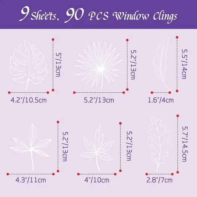 Alt view image 2 of 7 - 90 PCS Leaf Window Clings - Double Sided White Leaves Stickers - 90 Designs - Reusable Window Decals - Static Clings - Bird Alert - Prevent Bird Strikes