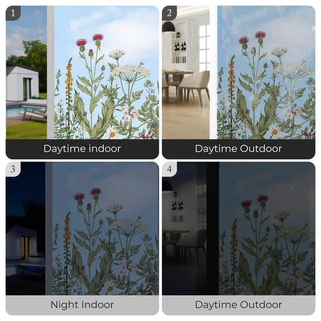 Alt view image 6 of 6 - Stained Glass Window Film, Window Film Decorative, 17.5 x 78.7 in | Colorful Window Stickers, Removable DIY Static Clings, Decals for Home School Office Party Supplies, Wildflower Reverie
