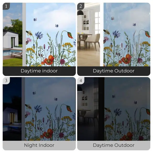 Alt view image 6 of 6 - Stained Glass Window Film, Static Cling Window Film,17.5 x 78.7in | Colorful Window Stickers, Removable UV Blocking, Decals for Home School Office Party Supplies, Butterfly Stickers
