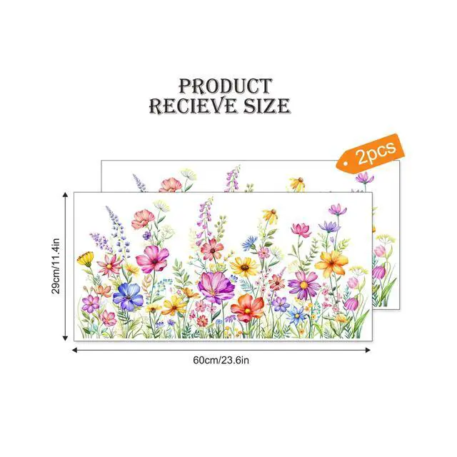 Alt view image 3 of 7 - 2 Sheets Wildflower Static Window Clings Colorful Spring Summer Floral Window Stickers Double-Sided Anti-Collision Glass Door Mirror Decals