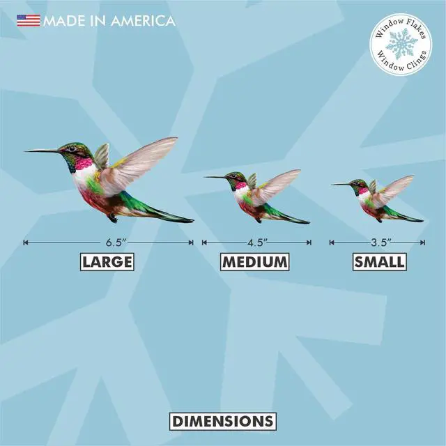 Alt view image 2 of 6 - 4-Pack Hummingbird Bird Strike Prevention Window Clings | Double-sided printing, Reusable static-cling vinyl, Helps birds see glass, Made in USA