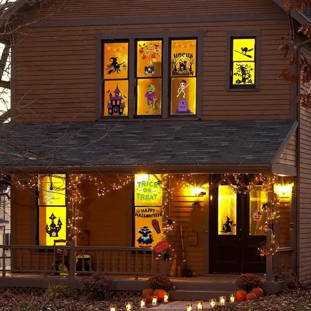 Alt view image 4 of 7 - Halloween Party Decorations - Reusable Window Clings for Halloween Decorations Indoor Outdoor | Pumpkin Ghost Static Window Decor Stickers for Office Party Favors Supplies Crafts Gifts Toys for Kids