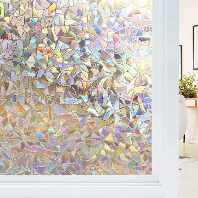 Main image of Window Privacy Film, Stained Glass Rainbow Film, 17.5" x 78.7" | Decorative Window Clings, Static Cling Removable Renter-Friendly, UV Sun Blocking Heat Control Stickers for Home Doors