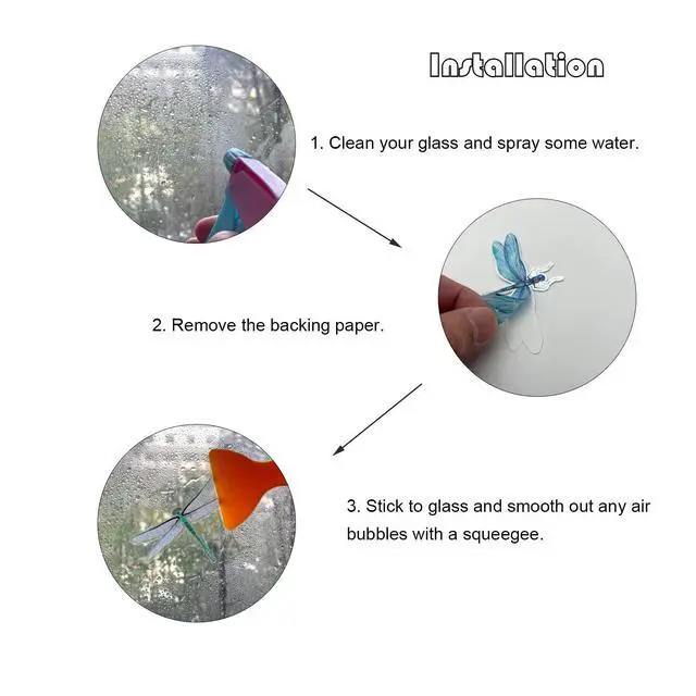 Alt view image 7 of 7 - Colorful Dragonfly Anti-Collision Bird Strike Window Clings, 20 Pieces | Glass Reminder Static Decals, Avoid Bird Strikes, Decorate Your Glass Doors Windows