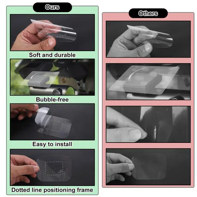 Alt view image 5 of 7 - 8 Pcs Windshield Electrostatic Sticker, Windshield Sticker Static Cling Window Films Electrostatic Protection Film Clear Weatherproof Stickers Car Window Stickers for Mounting Dashcam Anti-Scratch