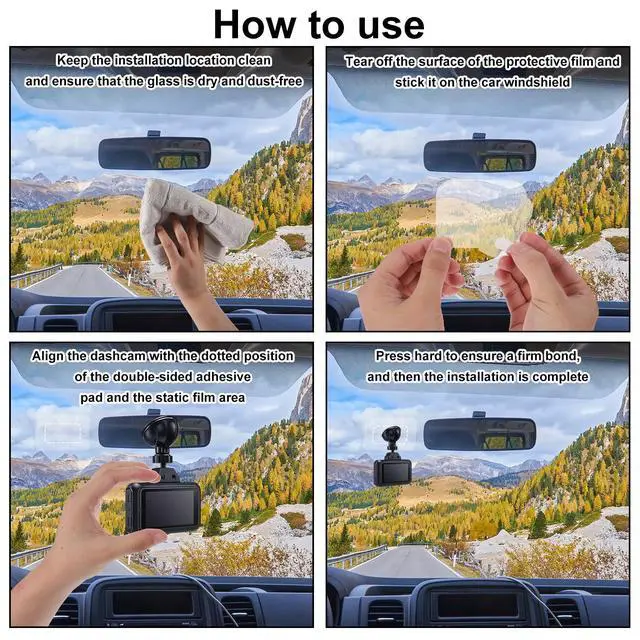Alt view image 6 of 7 - 8 Pcs Windshield Electrostatic Sticker, Windshield Sticker Static Cling Window Films Electrostatic Protection Film Clear Weatherproof Stickers Car Window Stickers for Mounting Dashcam Anti-Scratch