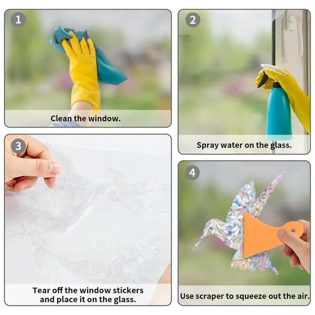 Alt view image 5 of 7 - 36 Pieces Window Decals for Bird Strikes | Window Clings Prevent Birds from Hitting Windows Suncatcher Stickers Bird, Butterfly, Feather, Leaf)
