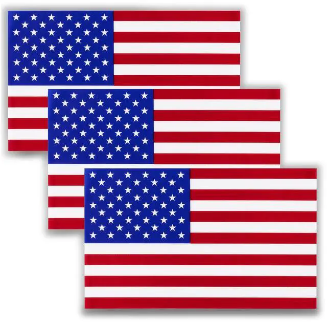 Main image of American Flag Decal Window Clings 3 Pack Vinyl Car Decals Static Non Adhesive Stickers 3 x 5 Inches Ideal for Home, Vehicles, Trucks, RV, Jeep Windshields and Rear Windows