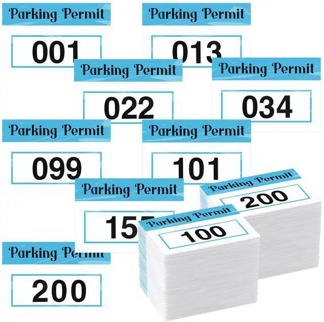 Main image of 100 Pcs Parking Permit Sticker Static Cling, Numbered 001-100, Blue | 2x3 Inch Numbered for Car Windshield, Reusable No Residue Window Decals, Front Adhesive Cling for Vehicle Parking Permit
