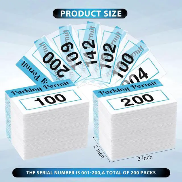 Alt view image 2 of 7 - 100 Pcs Parking Permit Sticker Static Cling, Numbered 001-100, Blue | 2x3 Inch Numbered for Car Windshield, Reusable No Residue Window Decals, Front Adhesive Cling for Vehicle Parking Permit