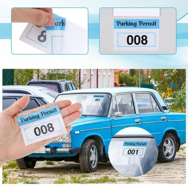 Alt view image 3 of 7 - 100 Pcs Parking Permit Sticker Static Cling, Numbered 001-100, Blue | 2x3 Inch Numbered for Car Windshield, Reusable No Residue Window Decals, Front Adhesive Cling for Vehicle Parking Permit
