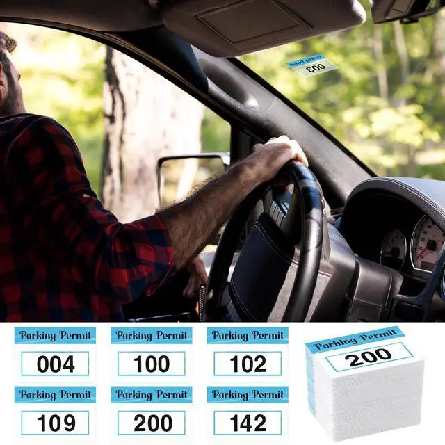 Alt view image 5 of 7 - 100 Pcs Parking Permit Sticker Static Cling, Numbered 001-100, Blue | 2x3 Inch Numbered for Car Windshield, Reusable No Residue Window Decals, Front Adhesive Cling for Vehicle Parking Permit