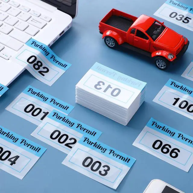 Alt view image 6 of 7 - 100 Pcs Parking Permit Sticker Static Cling, Numbered 001-100, Blue | 2x3 Inch Numbered for Car Windshield, Reusable No Residue Window Decals, Front Adhesive Cling for Vehicle Parking Permit