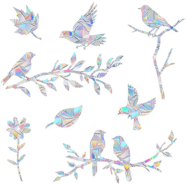 Main image of Branch-Birds Prism Window Collision Clings for Bird Strikes | Static Glass Reminder Sticker Decals, Window Anti-Collision, Rainbow Maker, Save Birds from Hitting Windows, Non Adhesive