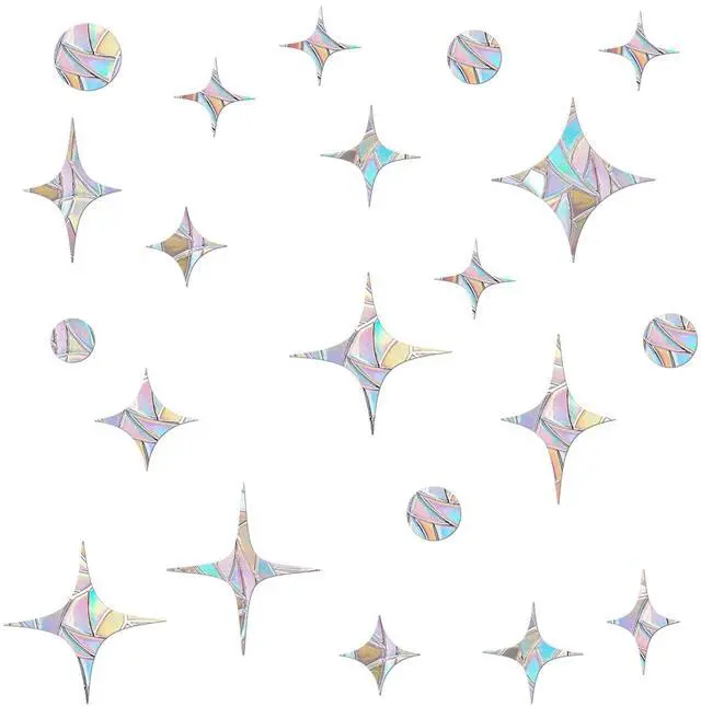 Main image of 60 Pieces Static Window Clings Decals for Bird Strikes, Star Style | Anti Collision,Glass Door Window Stickers, Stop Birds Flying into Windows