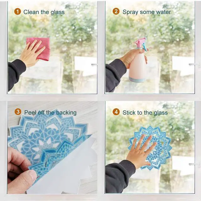 Alt view image 7 of 7 - Static Window Cling Decals, Mandala, 4 Pieces | Alert People or Birds from Hitting Windows Glass Doors, Anti Window Strike Collision