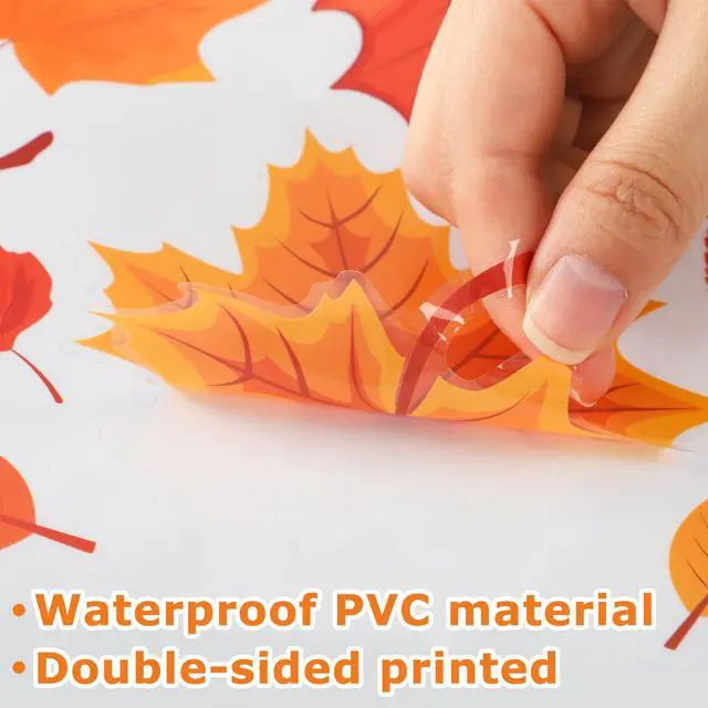 Alt view image 3 of 7 - 9 Sheets Fall Window Clings Fall Leaves Double-Sided Window Decals Cartoon Autumn Maple Leaf Pine Cone Static Windows Sticker for Thanksgiving Harvest Holiday Party Home School Office Shop Glass Decor