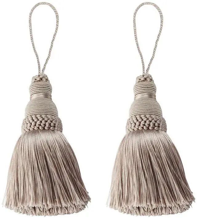 Main image of 2Pcs Colorful Tassel Key Tassels DIY Accessories(Khaki) | 9.5 Inch Tassels for Crafts,Door Tassel for Knobs,Elegant Tassels for Curtain and Home Decoration,Large Decorative Tassels